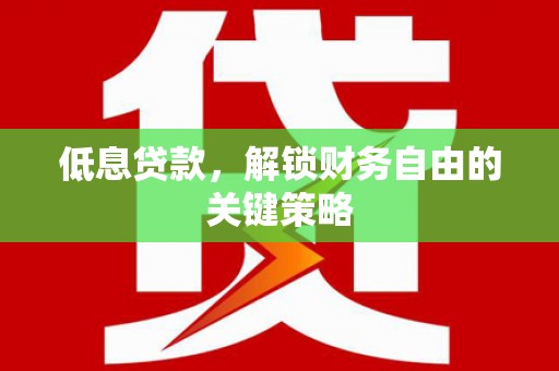安岳低息贷款，解锁财务自由的关键策略